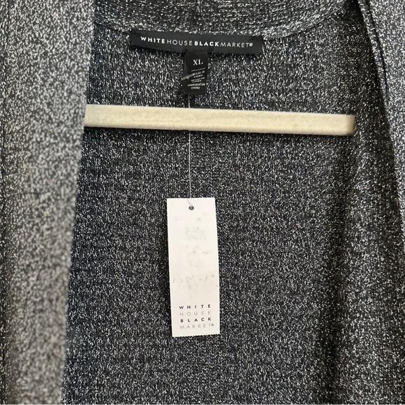 NEW White House Black Market 3/4 length cardigan w/ belt Black & Silver sparkle - Picture 2 of 3